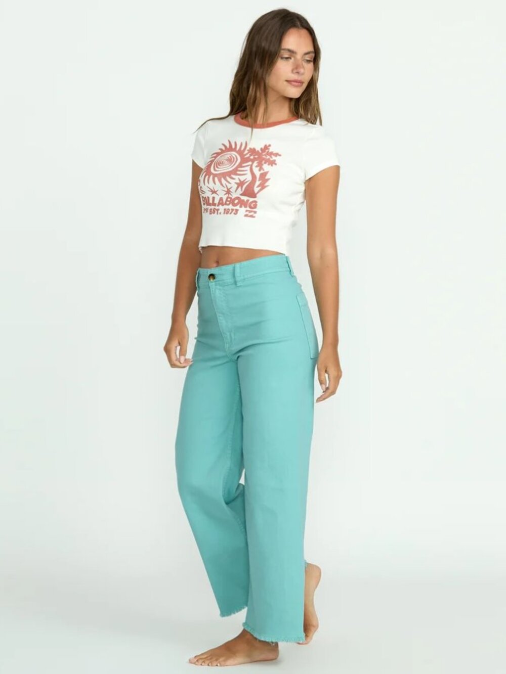 Billabong Free Fall High-Waist Twill Pants - Misty Blue - Picture 6 of 9